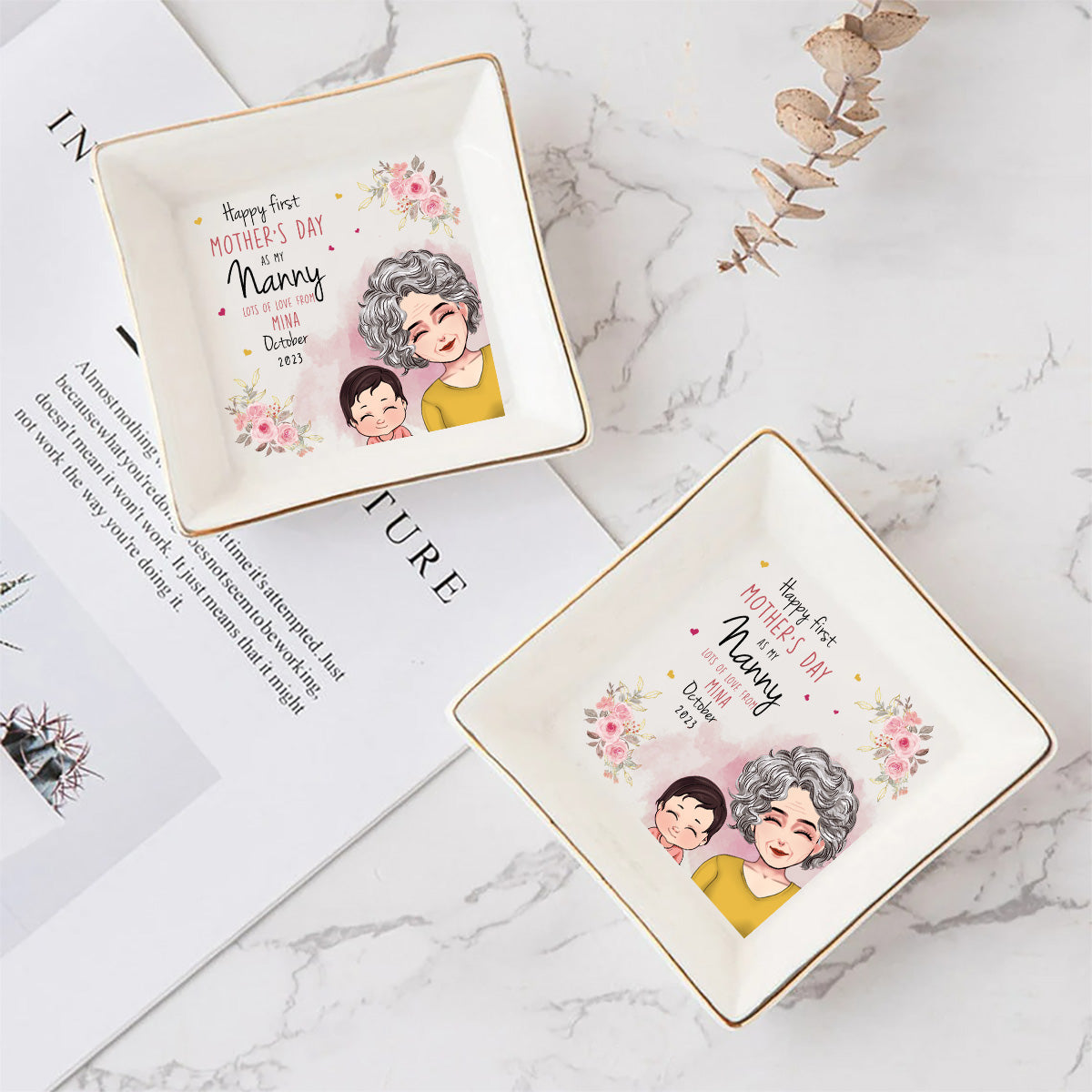 Happy Mother's Day - Personalized Mother's Day Grandma Jewelry Dish