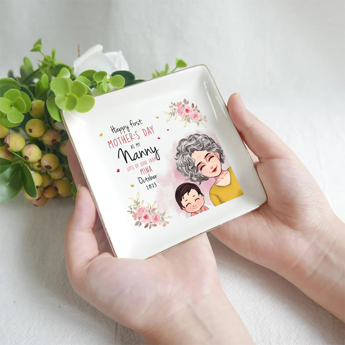 Happy Mother's Day - Personalized Mother's Day Grandma Jewelry Dish