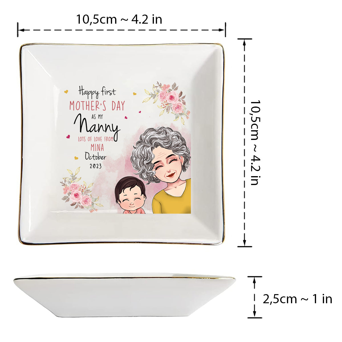 Happy Mother's Day - Personalized Mother's Day Grandma Jewelry Dish