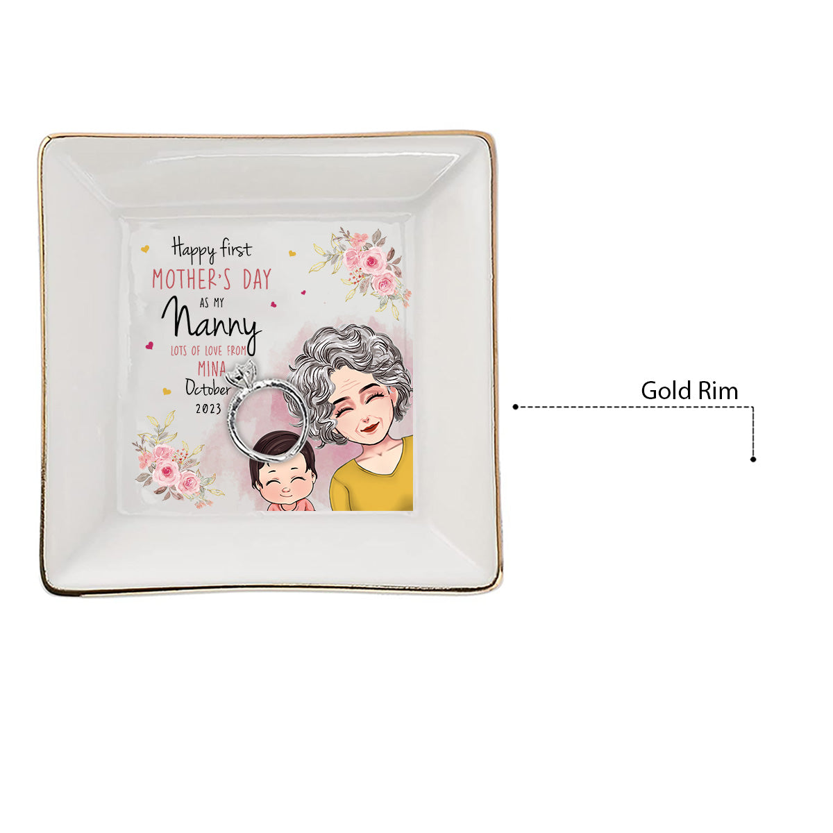 Happy Mother's Day - Personalized Mother's Day Grandma Jewelry Dish