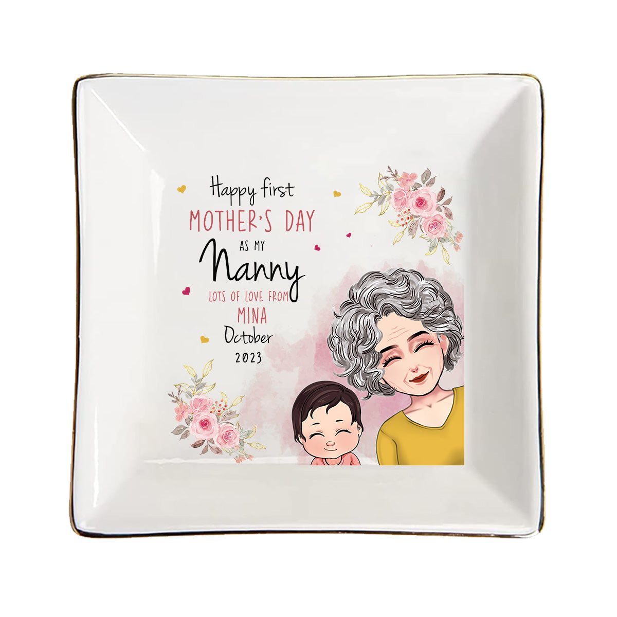 Happy Mother's Day - Personalized Mother's Day Grandma Jewelry Dish