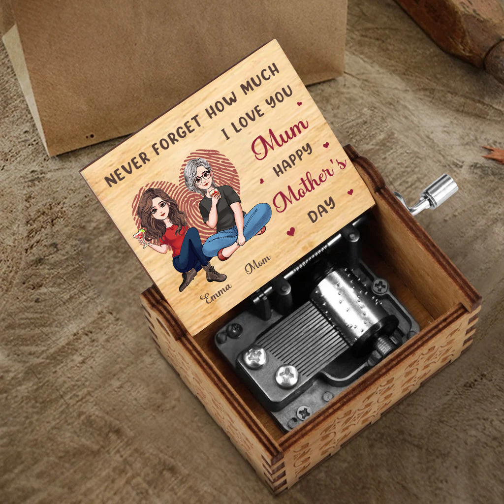 Never Forget How Much - Personalized Mother's Day Mother Hand Crank Music Box