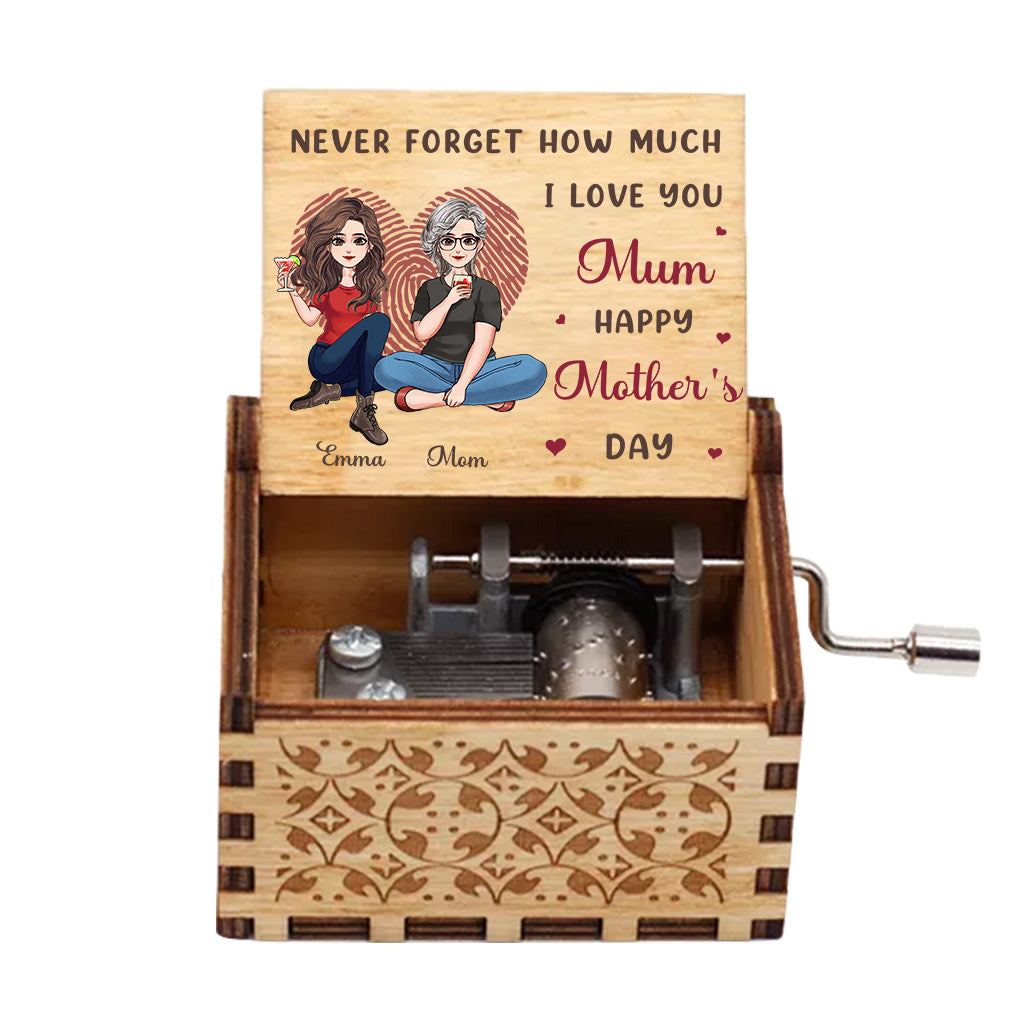Never Forget How Much - Personalized Mother's Day Mother Hand Crank Music Box