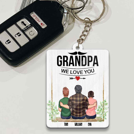 Grandpa We Love You - Personalized Grandpa Keychain (Printed On Both Sides)