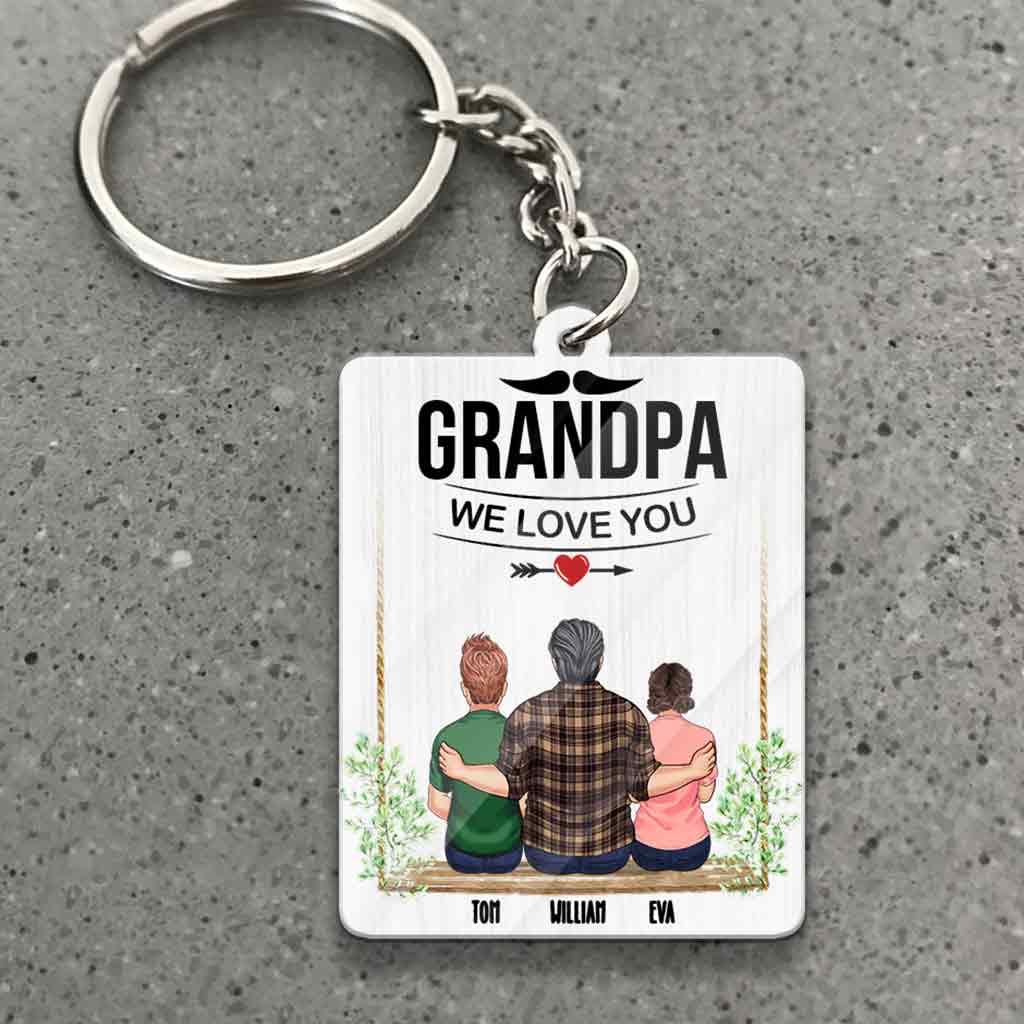 Grandpa We Love You - Personalized Grandpa Keychain (Printed On Both Sides)