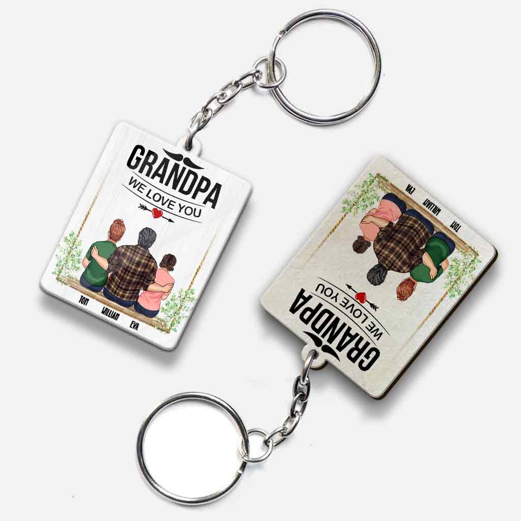 Grandpa We Love You - Personalized Grandpa Keychain (Printed On Both Sides)