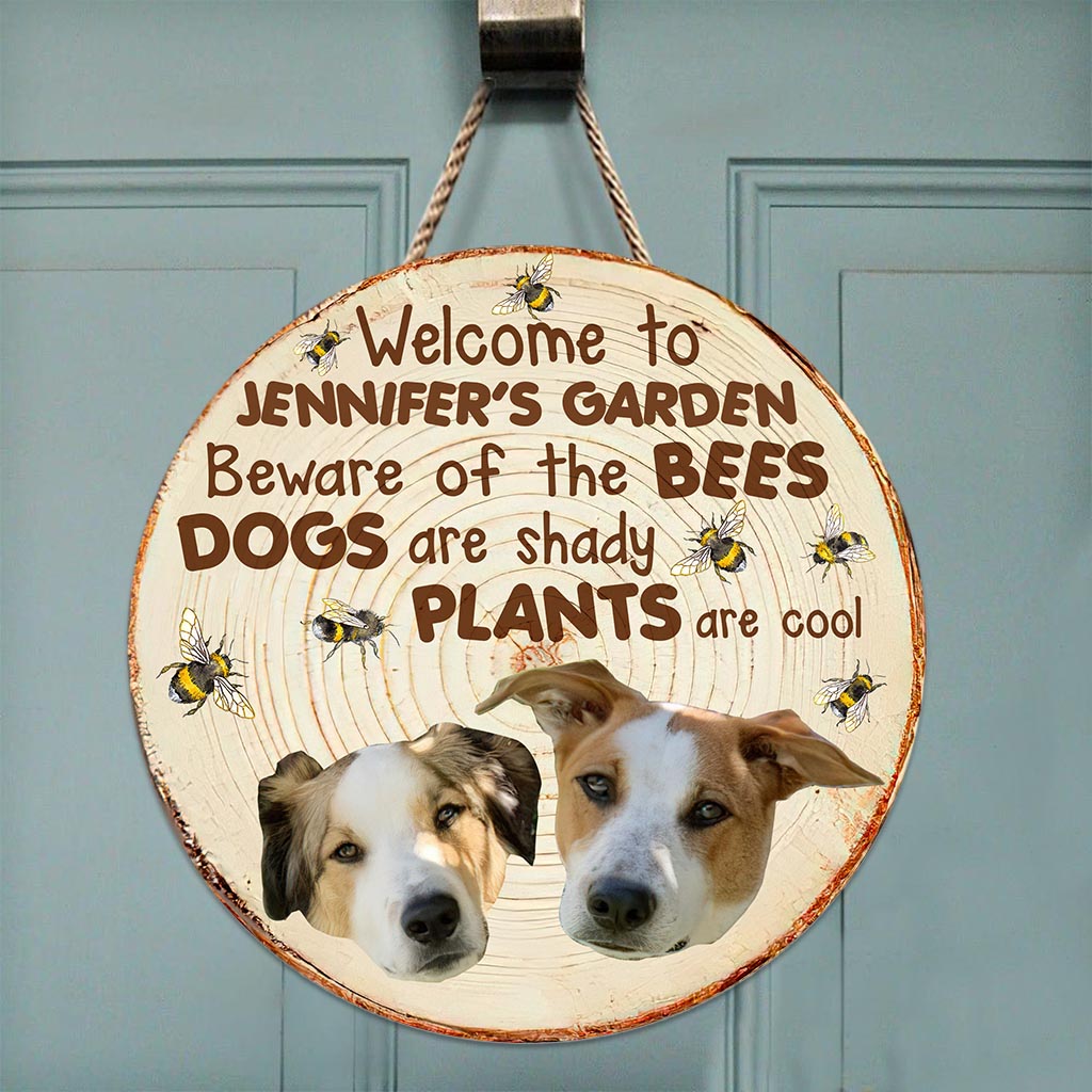 Beware - Personalized Gardening Round Wood Sign