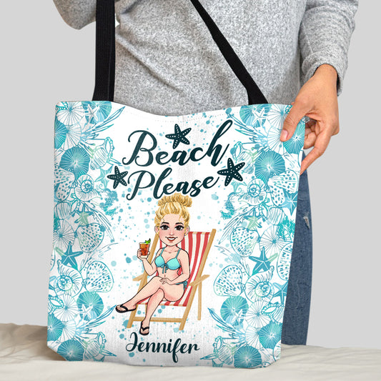 Beach Please! - Personalized Sea Lover Tote Bag