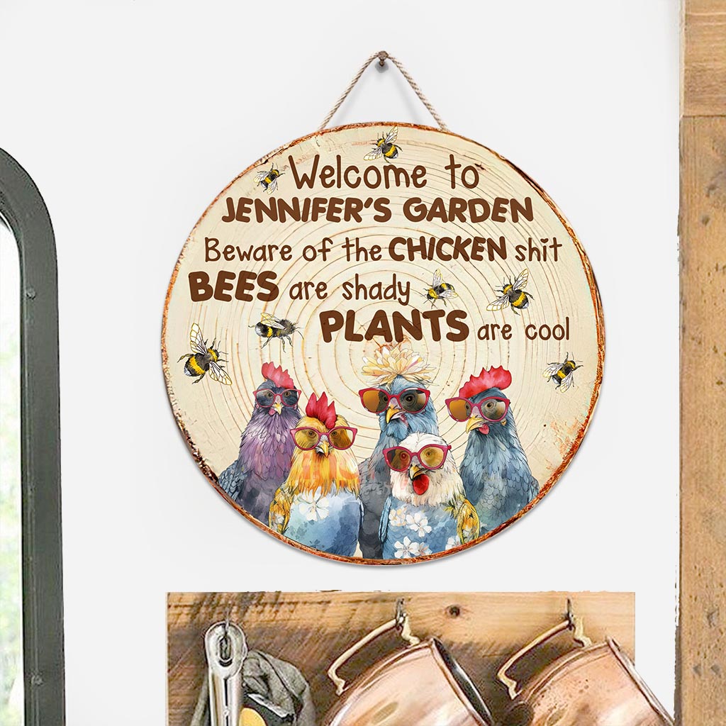 Beware - Personalized Gardening Round Wood Sign