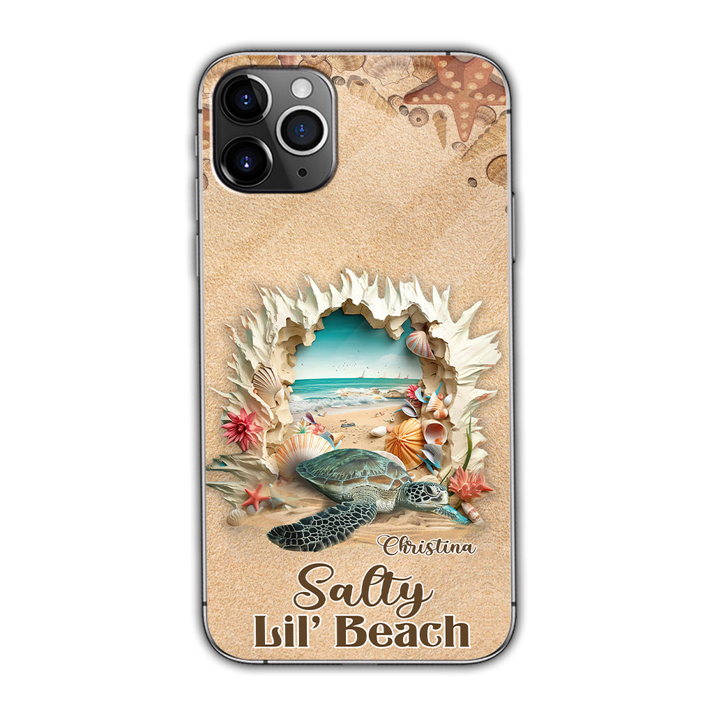 Salty Lil' Beach 3D Effect Pattern - Personalized Turtle Phone Case