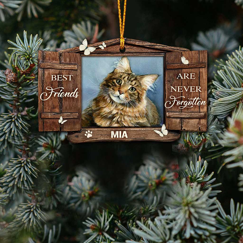 No Longer By Our Side - Personalized Christmas Cat Ornament (Printed On Both Sides)