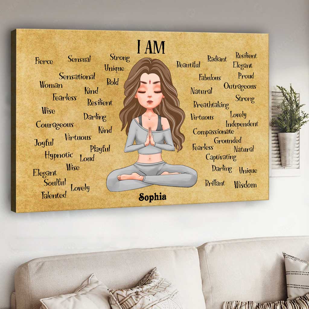 I Am Divine Intuitive Expressive Loved - Personalized Yoga Canvas And Poster