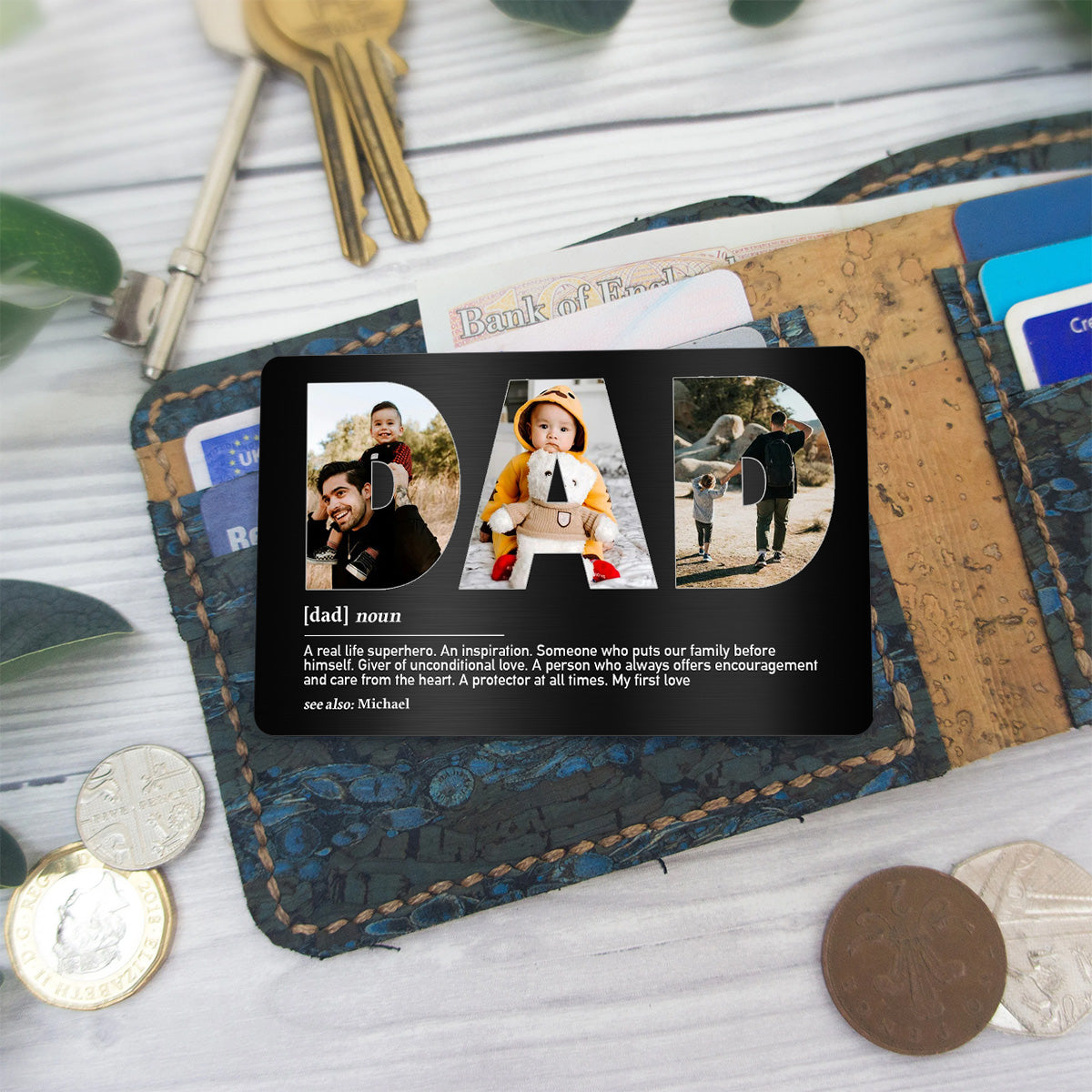 Dad Definition - Personalized Father's Day Father Wallet Insert Card