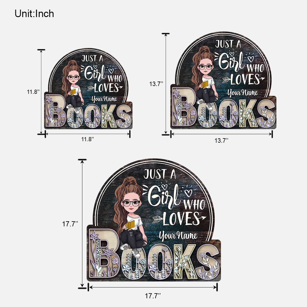 Just A Girl Who Loves - Personalized Book Wood Sign