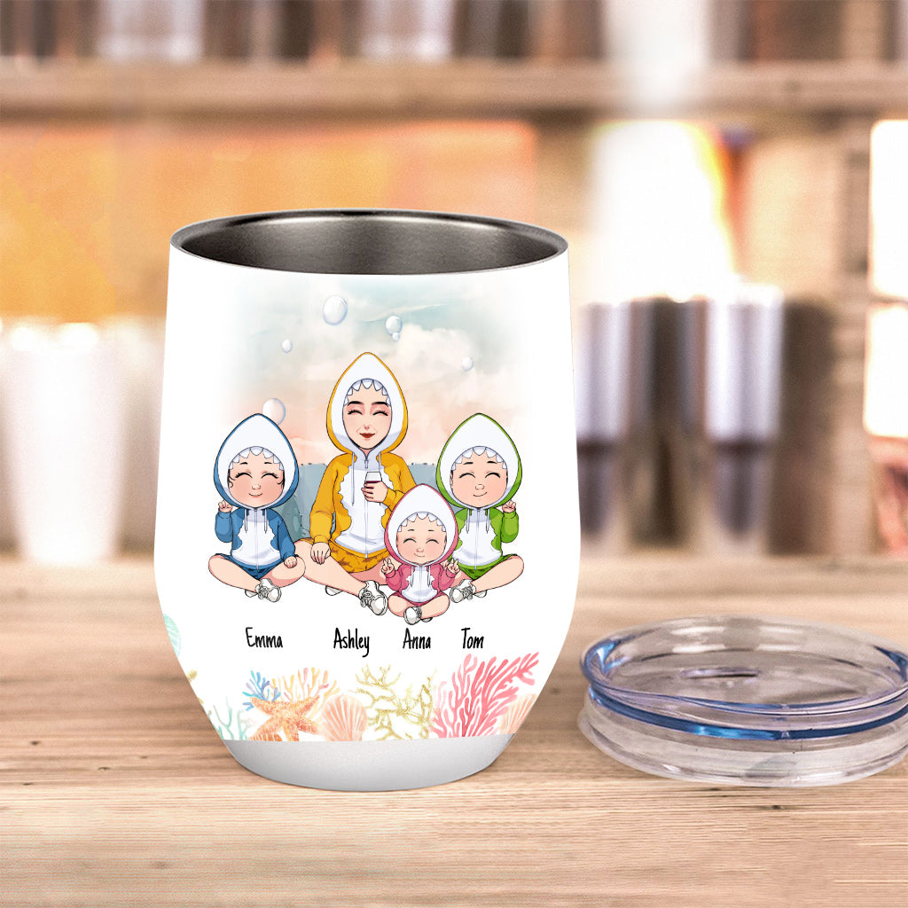 Mommy Shark Needs A Drink Do Do Do - Personalized Mother Wine Tumbler