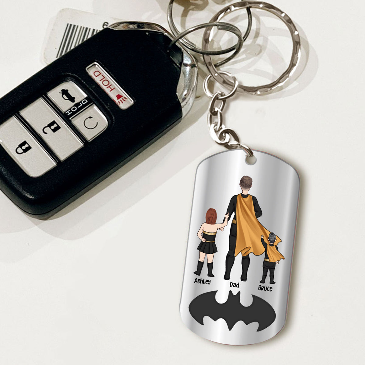 Dad To Us You Are Superhero - Personalized Father Stainless Steel Keychain