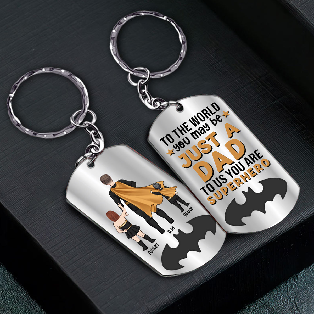 Dad To Us You Are Superhero - Personalized Father Stainless Steel Keychain