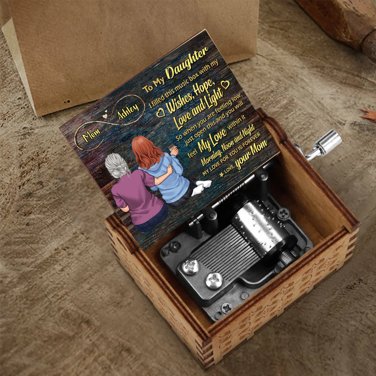 To My Mom - Personalized Mother's Day Mother Hand Crank Music Box