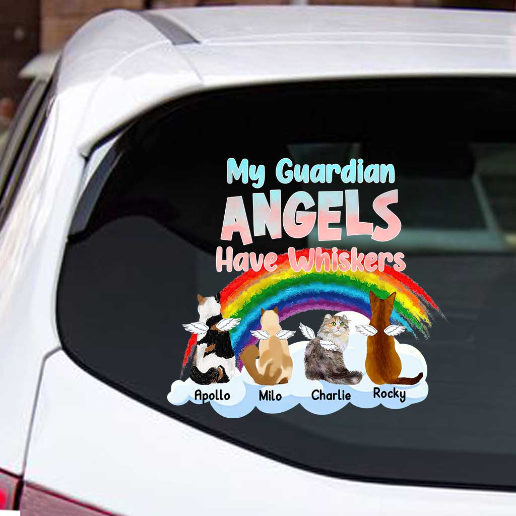 My Guardian Angels Have Whiskers - Personalized Cat Decal Full