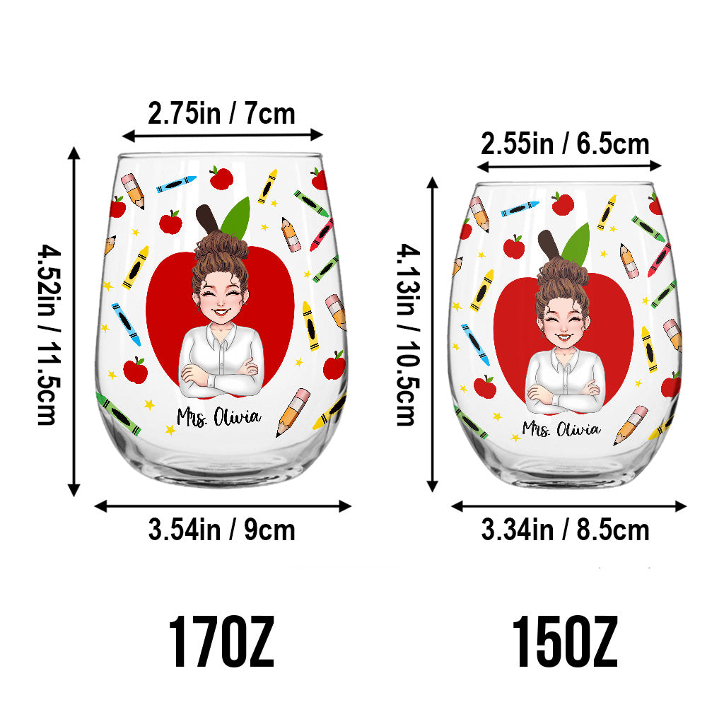 Teach Love Inspire - Personalized Teacher All Over Wine Glass