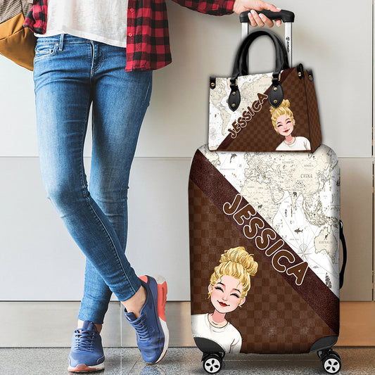 Adventure Awaits - Personalized Travelling Leather Handbag & Luggage Cover