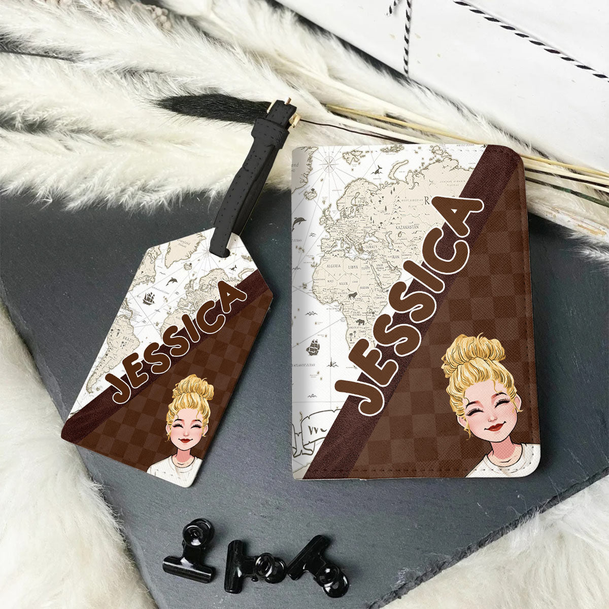 Adventure Awaits - Personalized Travelling Leather Luggage Tag & Passport Holder