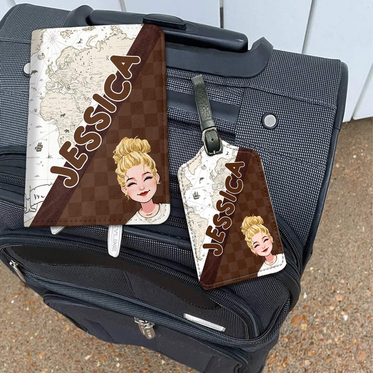 Adventure Awaits - Personalized Travelling Leather Luggage Tag & Passport Holder