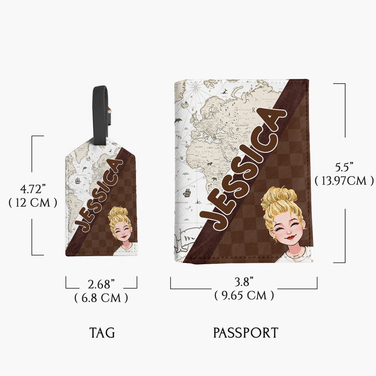 Adventure Awaits - Personalized Travelling Leather Luggage Tag & Passport Holder
