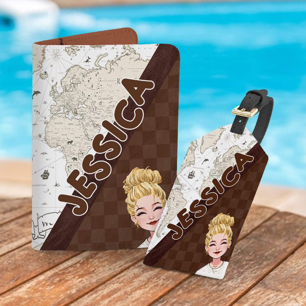 Adventure Awaits - Personalized Travelling Leather Luggage Tag & Passport Holder