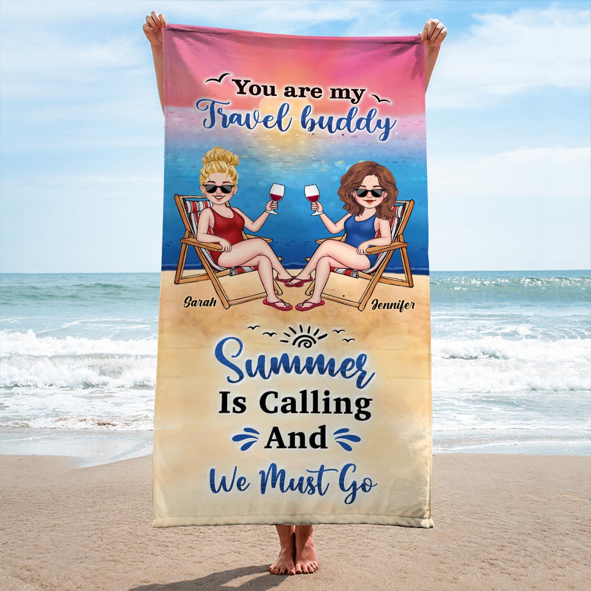 Time To Seas The Day - Personalized Sea Lover Beach Towel