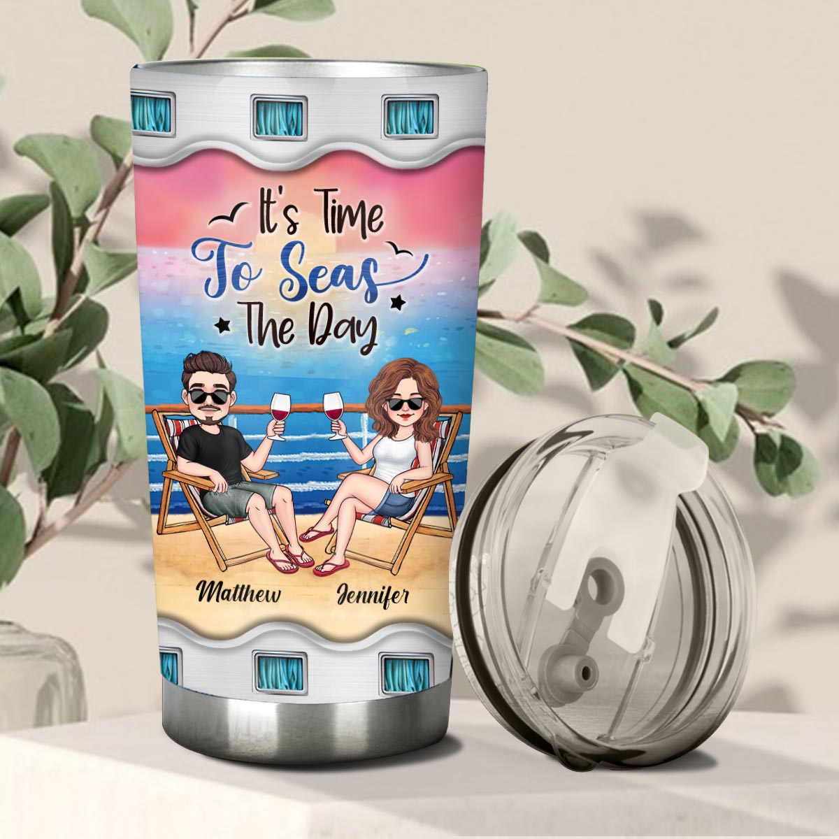 Time To Seas The Day - Personalized Cruising Tumbler