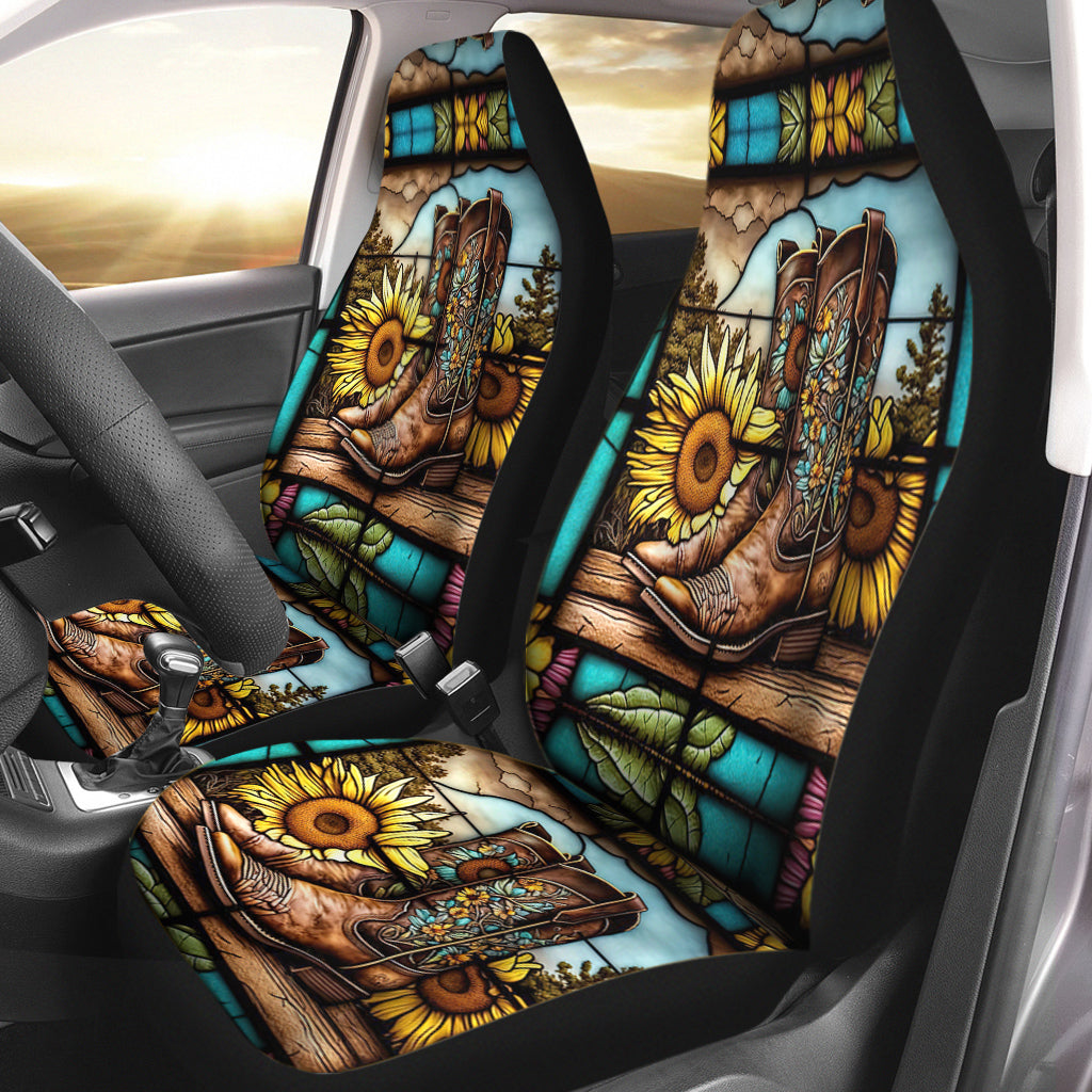 Vintage Country Boots Horses Lovers Horse Seat Covers