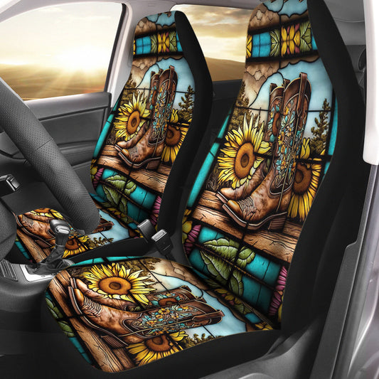 Vintage Country Boots Horses Lovers Horse Seat Covers