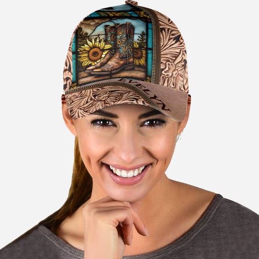 Vintage Country Boots Horses Lovers - Personalized Horse Classic Cap
