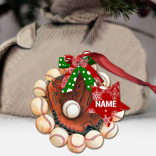Baseball Glove - Personalized Christmas Ornament (Printed On Both Sides)