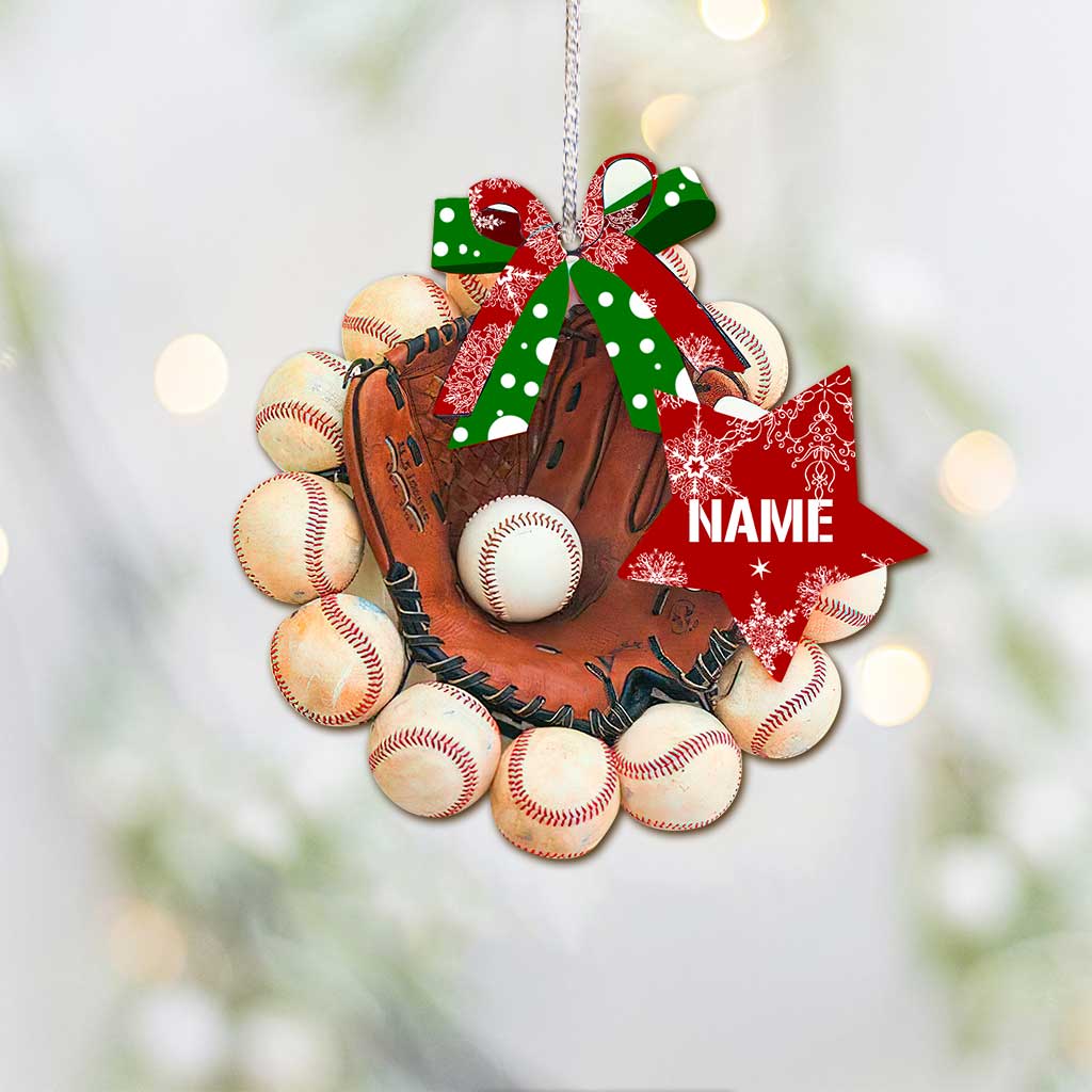 Baseball Glove - Personalized Christmas Ornament (Printed On Both Sides)