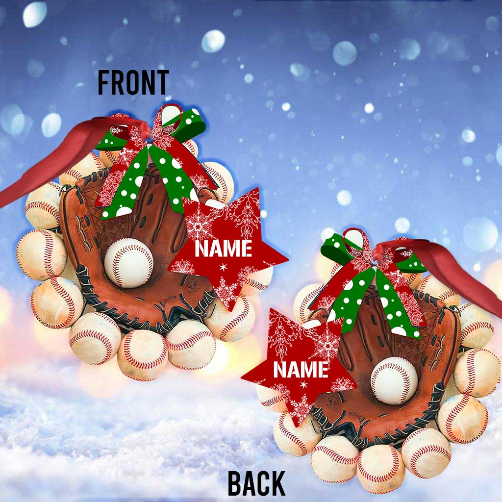Baseball Glove - Personalized Christmas Ornament (Printed On Both Sides)