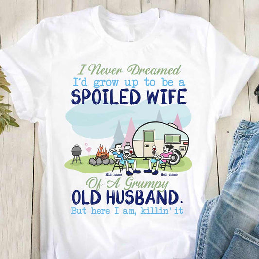 Spoiled Wife Camping Couple - Personalized T-shirt and Hoodie