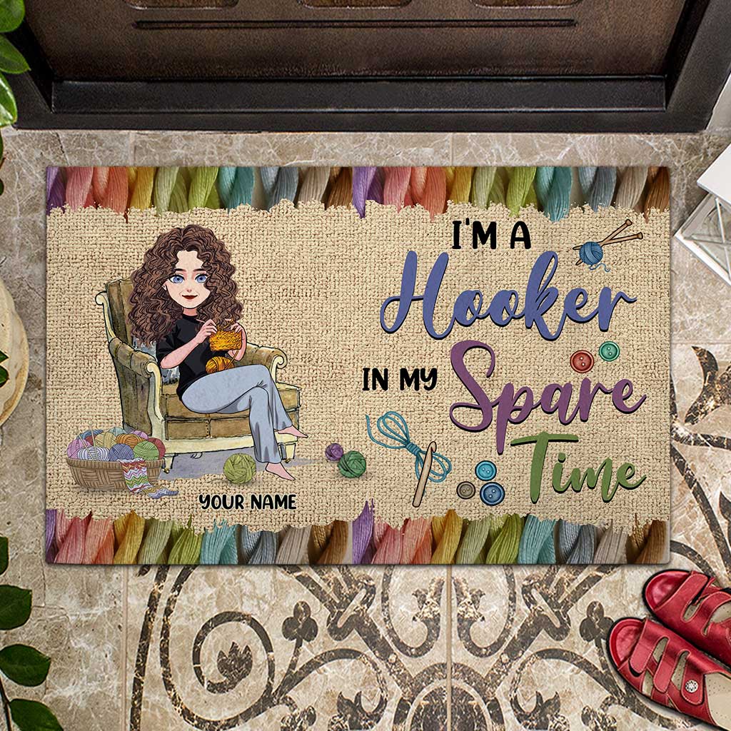 In My Spare Time - Personalized Crocheting Doormat