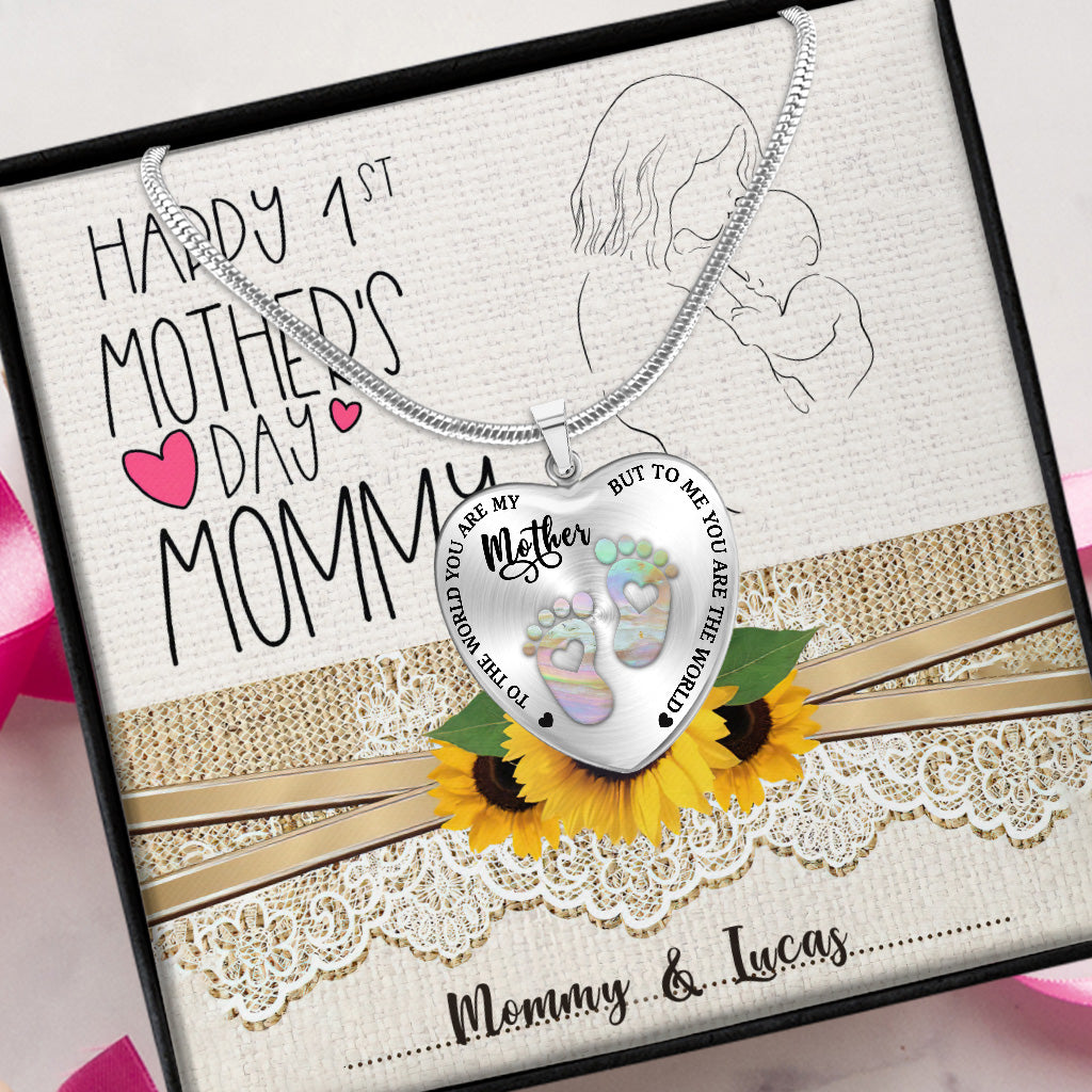 To The World - Personalized Mother's Day Mother Heart Pendant Necklace