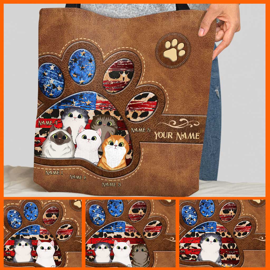 The Cats Of July - Personalized Independence Day Tote Bag