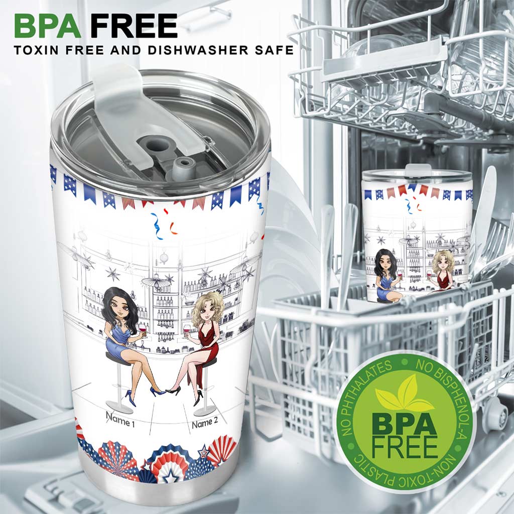 Red White And Boozy - Personalized Independence Day Bestie Tumbler