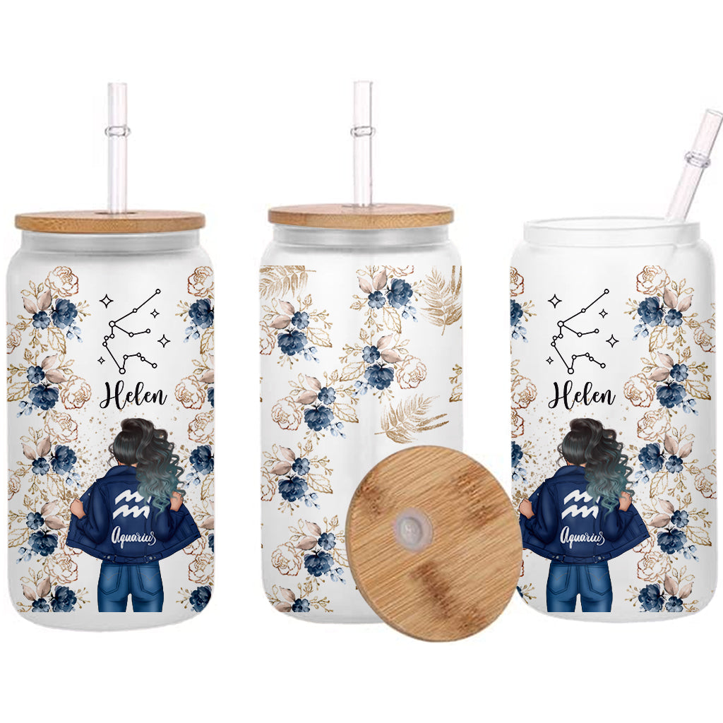 Floral Zodiac - Personalized Horoscope Can Glass