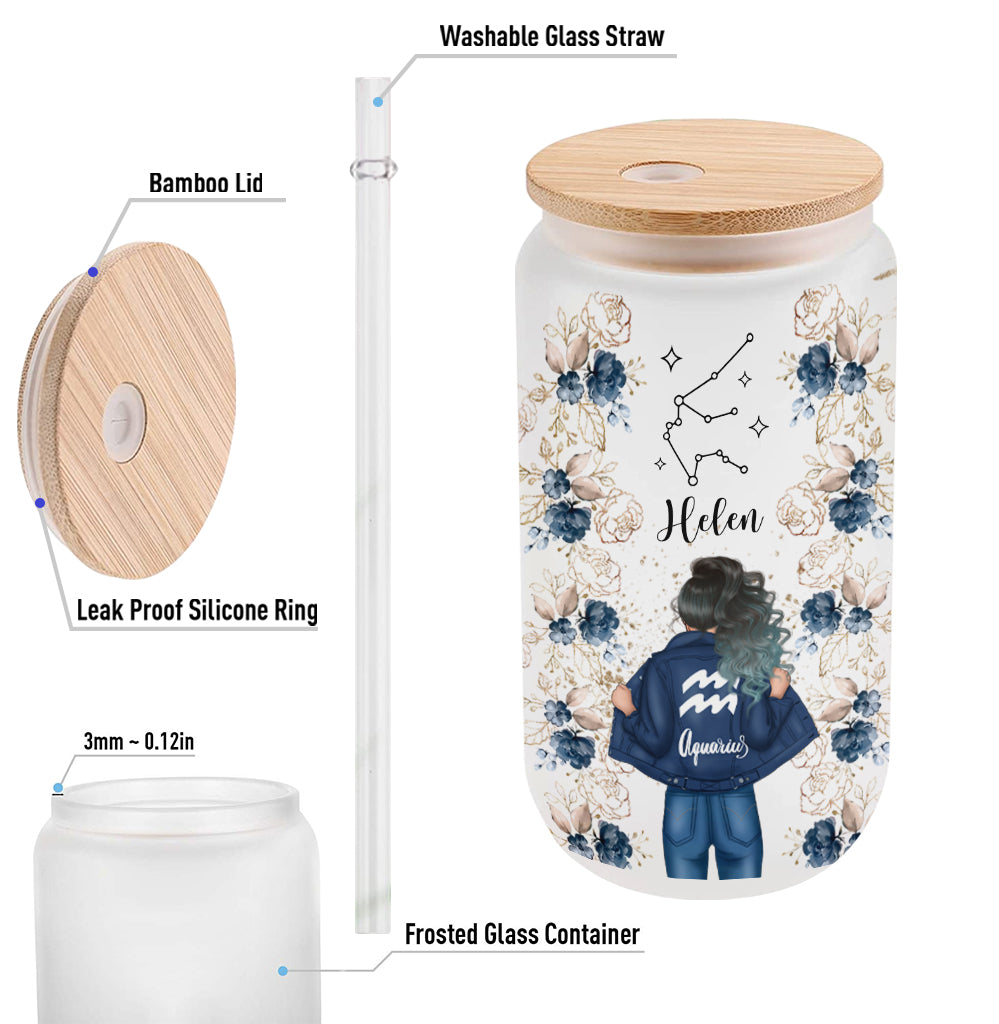 Floral Zodiac - Personalized Horoscope Can Glass