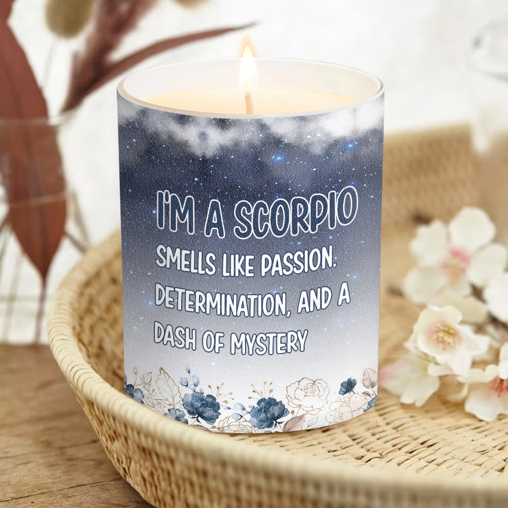 Floral Zodiac - Personalized Horoscope Candle With Wooden Lid