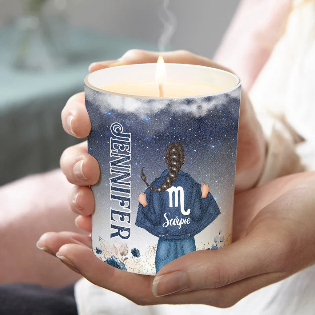 Floral Zodiac - Personalized Horoscope Candle With Wooden Lid