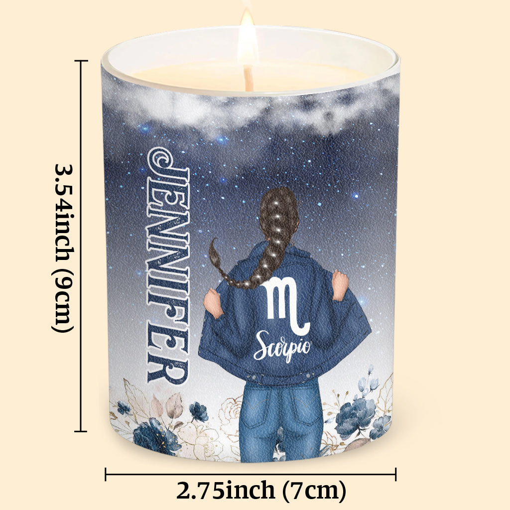 Floral Zodiac - Personalized Horoscope Candle With Wooden Lid