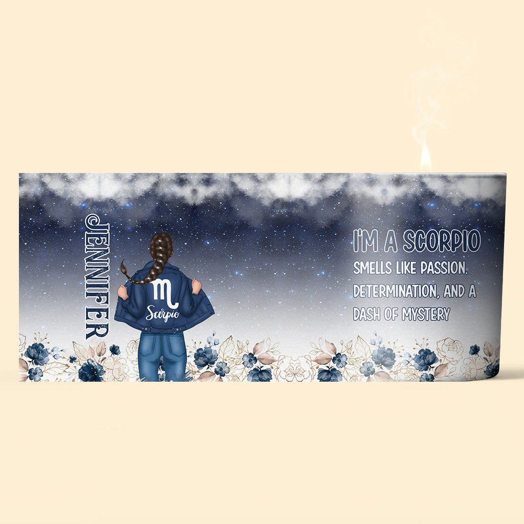 Floral Zodiac - Personalized Horoscope Candle With Wooden Lid