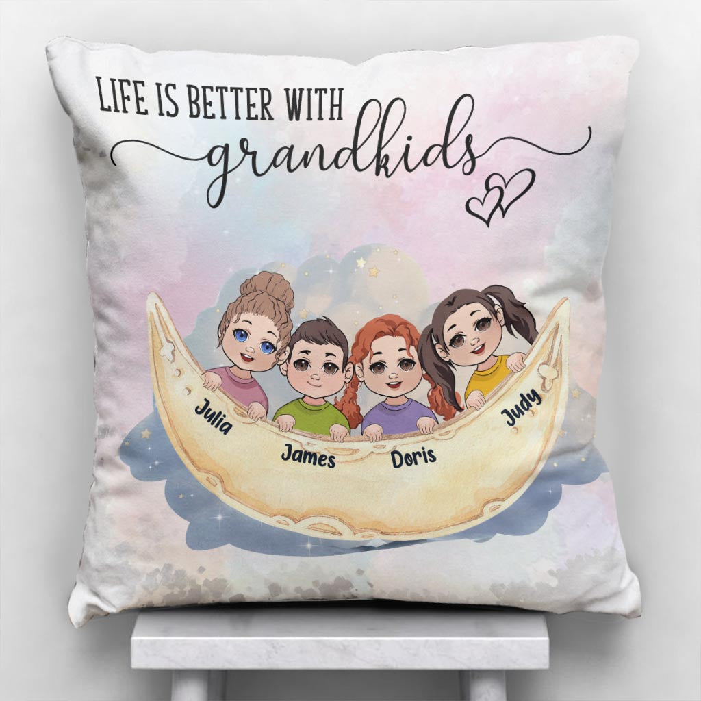 Life Is Better With Grandkids - Personalized Grandma Throw Pillow