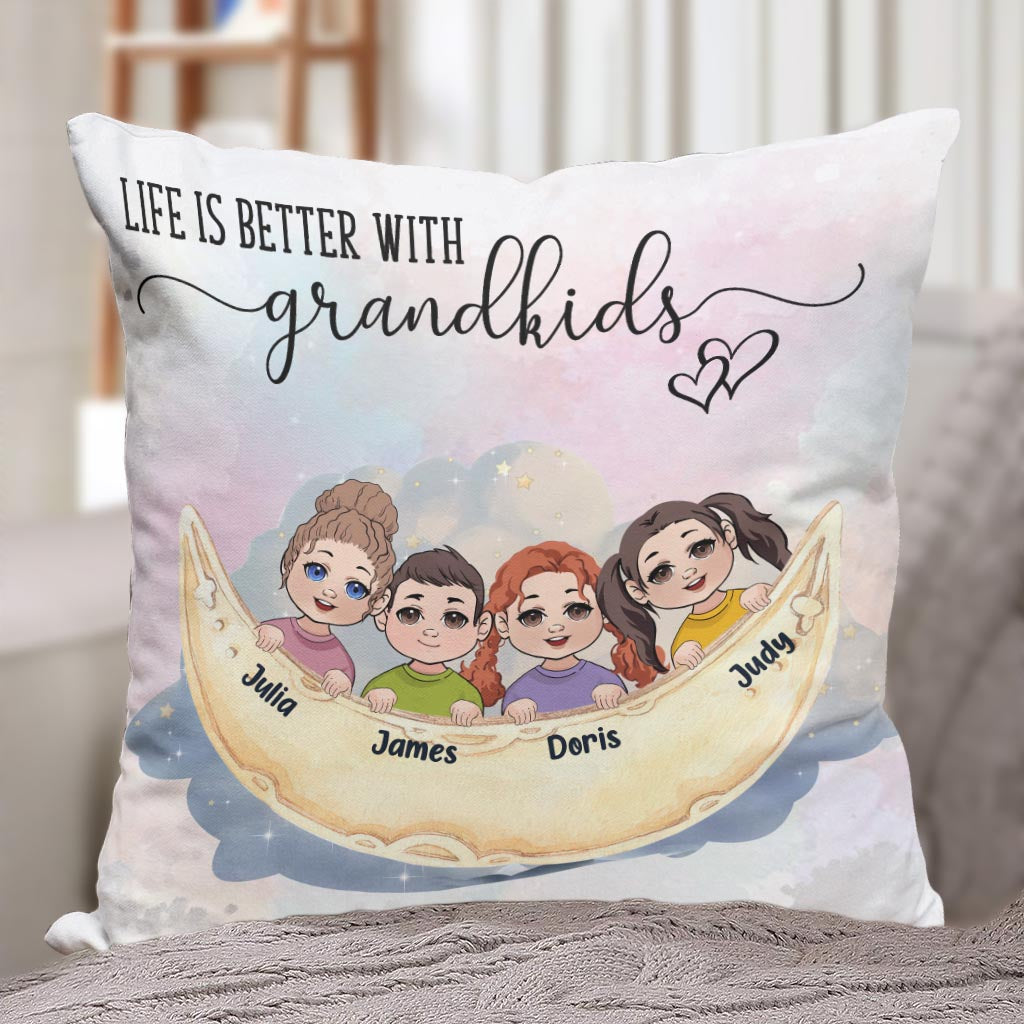Life Is Better With Grandkids - Personalized Grandma Throw Pillow
